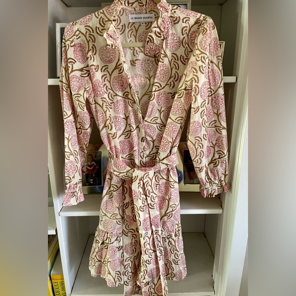 Block print shirt dress from Le Bazar Coastal w removable sash.